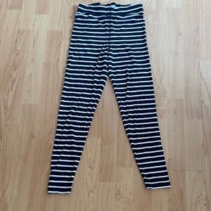Boden Navy and White Striped Leggings